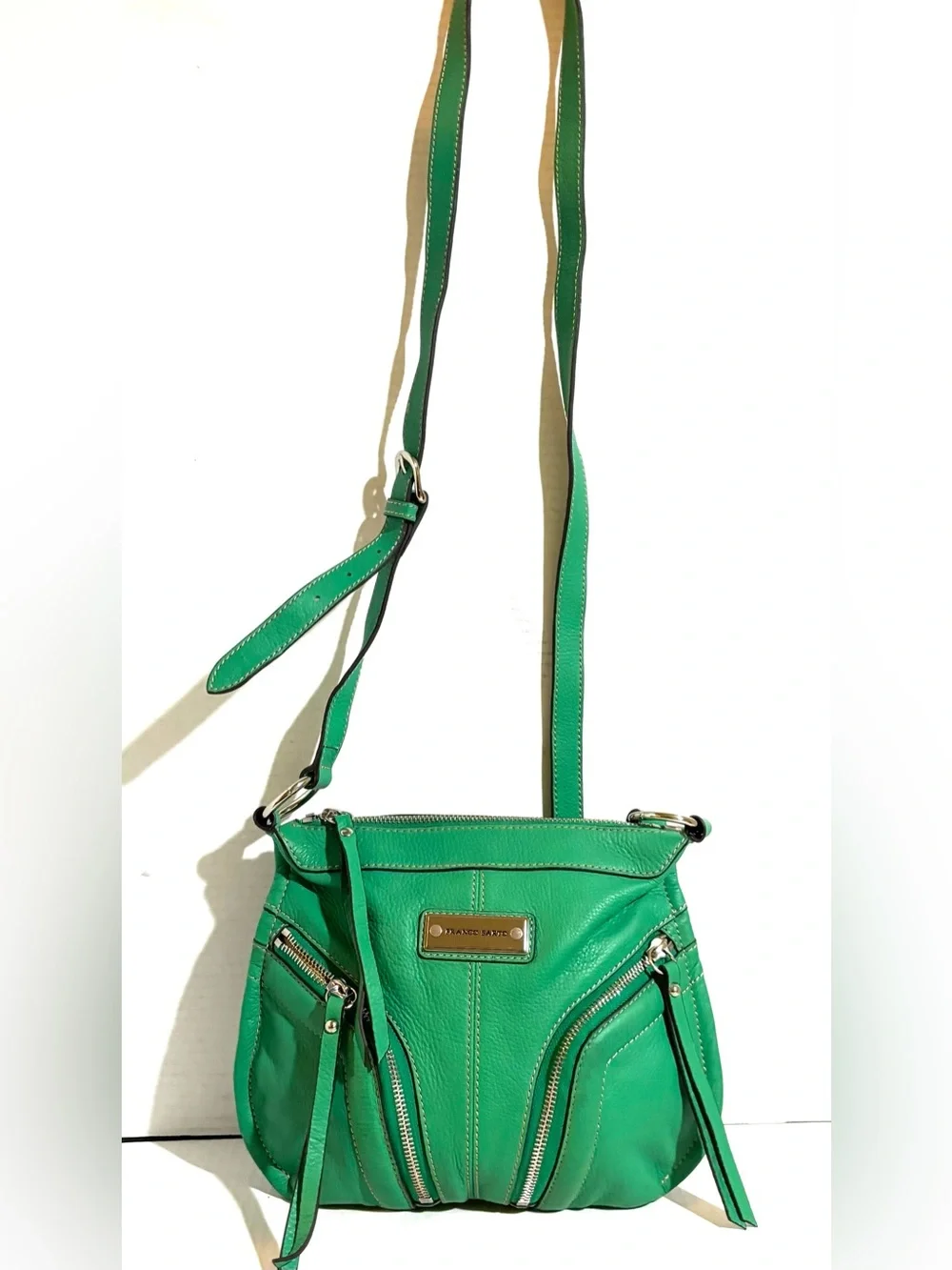 Francesco Biasia Emerald Green Leather Crossbody Bag